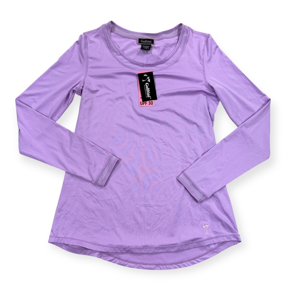 Golftini Shirt Women's‎ XS Lavender Mesh Trim Top Long Sleeve NWT